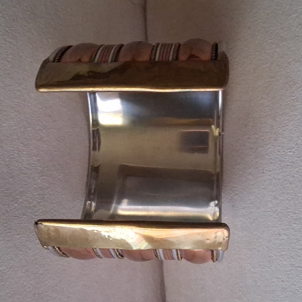 Copper, Brass and Silver Cuff Bracelet - Picture 2 of 3